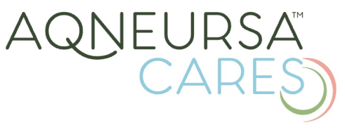 Logo for the AQNEURSA Cares program, which helps eligible patients access treatment