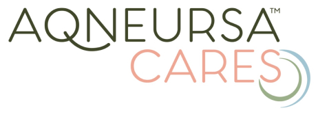 Logo for the AQNEURSA Cares program, which helps eligible patients access treatment